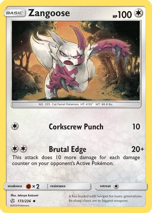 Zangoose 173  SM  Cosmic Eclipse - Uncommon