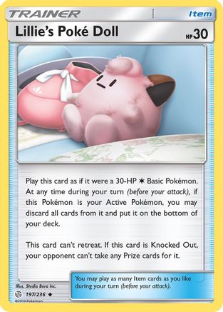 Lillie's Poke Doll 197  - Reverse Holofoil SM  Cosmic Eclipse - Uncommon