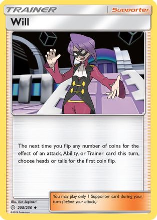 Will 208  - Reverse Holofoil SM  Cosmic Eclipse - Uncommon