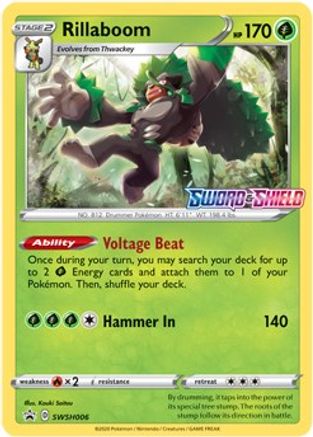 Rillaboom (Prerelease) SWSH006  - Holofoil SWSH Sword & Shield Promo Cards - Promo