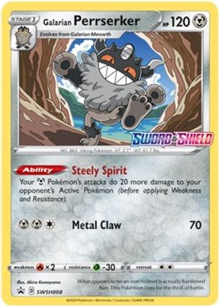 Galarian Perrserker - SWSH008 (Prerelease)  - Holofoil SWSH Sword & Shield Promo Cards - Promo