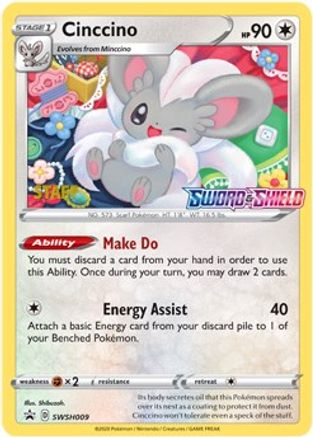 Cinccino - SWSH009 (Prerelease) [Staff]  - Holofoil SWSH Sword & Shield Promo Cards - Promo
