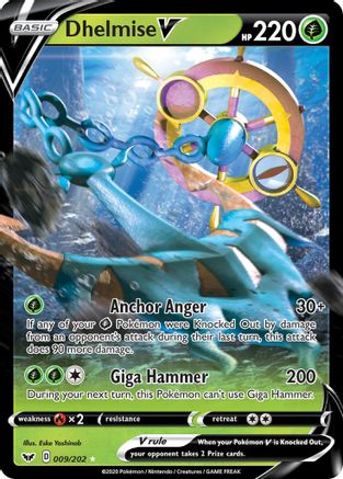 Dhelmise V 009  - Holofoil SWSH01 Sword & Shield Base Set - Ultra Rare