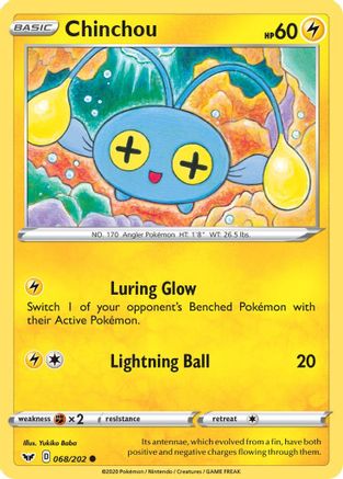 Chinchou (068) (068) 068  - Reverse Holofoil SWSH01 Sword & Shield Base Set - Common