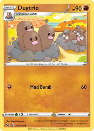 Dugtrio 093  SWSH01 Sword & Shield Base Set - Uncommon
