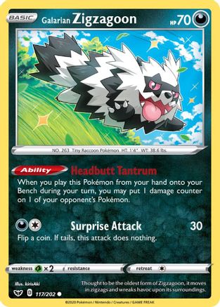 Galarian Zigzagoon 117  SWSH01 Sword & Shield Base Set - Common