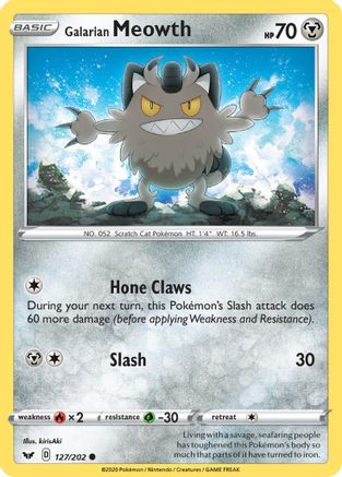 Galarian Meowth 127  SWSH01 Sword & Shield Base Set - Common