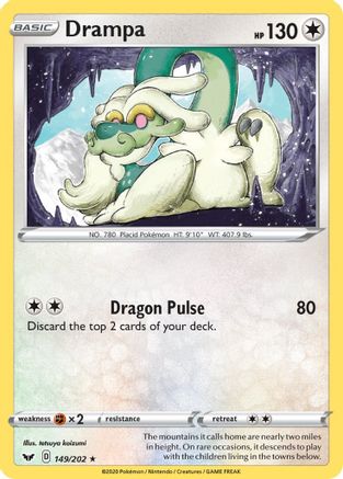 Drampa 149  - Reverse Holofoil SWSH01 Sword & Shield Base Set - Rare