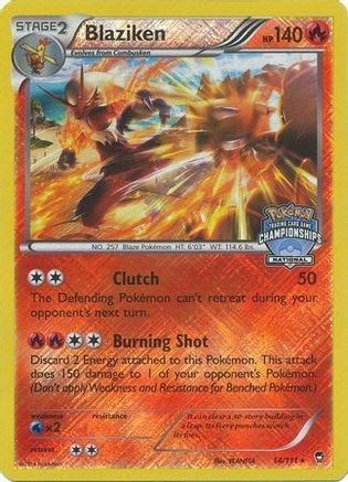 Blaziken - 14/111 (National Championships)/111  - Reverse Holofoil League & Championship Cards - Promo