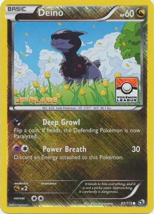 Deino - 97/113 (Pokemon League) [3rd Place]/113  - Reverse Holofoil League & Championship Cards - Promo