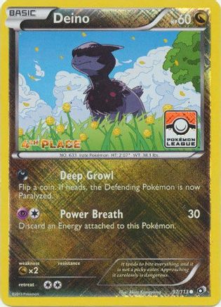 Deino - 97/113 (Pokemon League) [4th Place]/113  - Reverse Holofoil League & Championship Cards - Promo