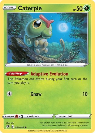 Caterpie 001  - Reverse Holofoil SWSH02 Rebel Clash - Common
