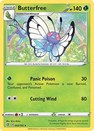 Butterfree 003  - Holofoil SWSH02 Rebel Clash - Rare
