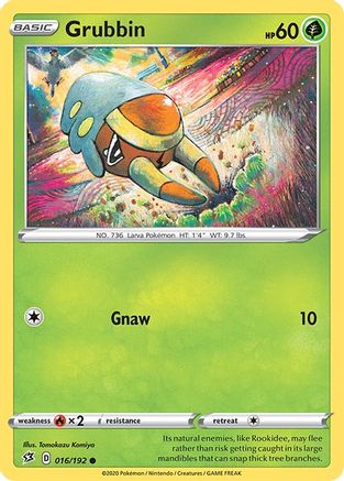 Grubbin 016  - Reverse Holofoil SWSH02 Rebel Clash - Common