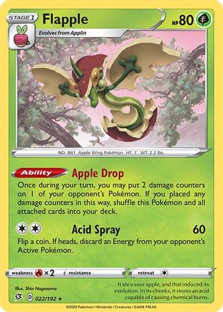 Flapple 022  - Holofoil SWSH02 Rebel Clash - Holo Rare