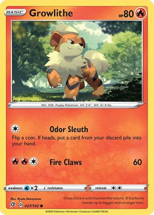 Growlithe 027  - Reverse Holofoil SWSH02 Rebel Clash - Common