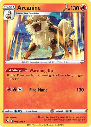 Arcanine 028  SWSH02 Rebel Clash - Rare
