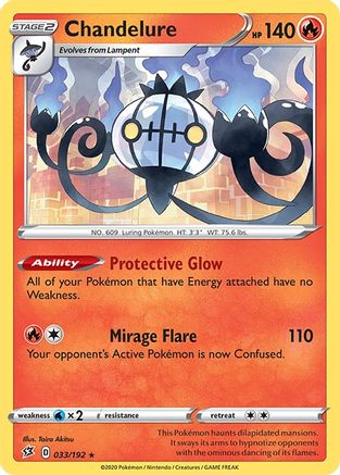 Chandelure 033  - Reverse Holofoil SWSH02 Rebel Clash - Holo Rare