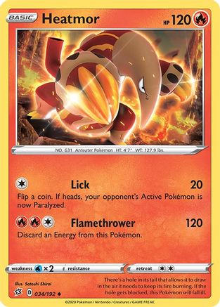 Heatmor/192  - Reverse Holofoil SWSH02 Rebel Clash - Uncommon