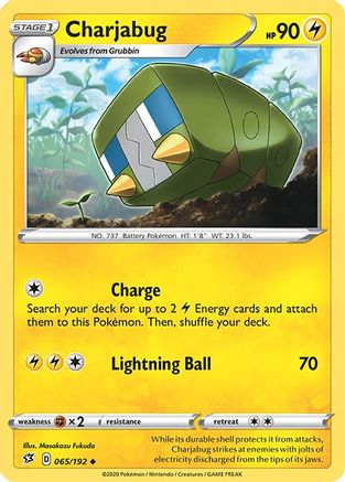 Charjabug 065  - Reverse Holofoil SWSH02 Rebel Clash - Uncommon