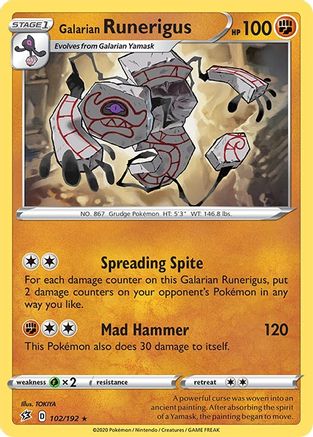 Galarian Runerigus 102  SWSH02 Rebel Clash - Rare