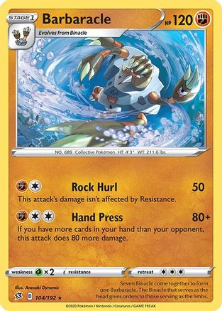 Barbaracle 104  - Reverse Holofoil SWSH02 Rebel Clash - Rare