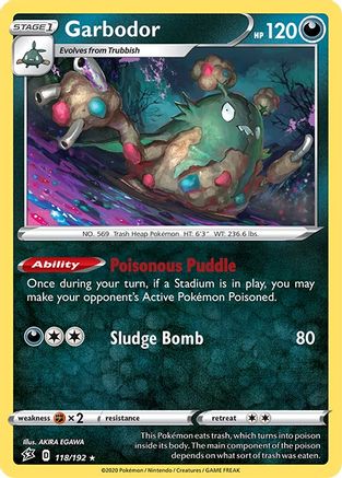 Garbodor 118  SWSH02 Rebel Clash - Rare