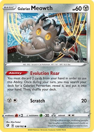 Galarian Meowth 126  - Reverse Holofoil SWSH02 Rebel Clash - Common