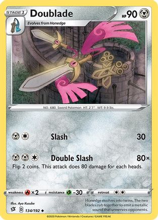 Doublade 134  - Reverse Holofoil SWSH02 Rebel Clash - Uncommon