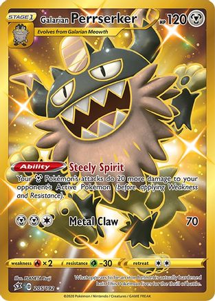 Galarian Perrserker (Secret) 205  - Holofoil SWSH02 Rebel Clash - Secret Rare
