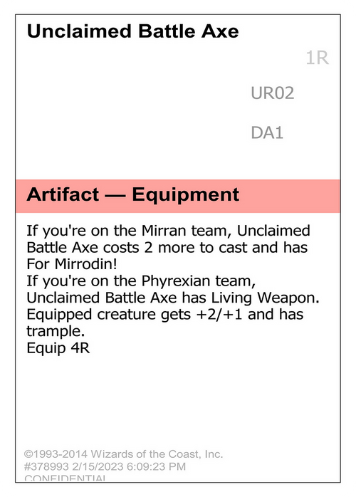 Unclaimed Battle Axe (UNK-) - Unknown Event