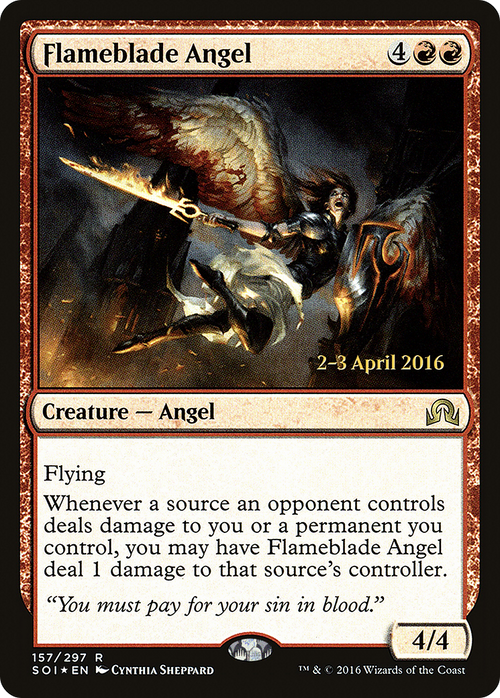 Flameblade Angel (PRE-157S) - Shadows over Innistrad Promos Foil