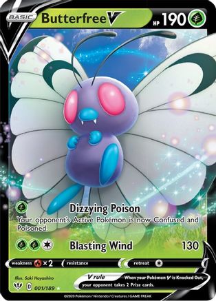 Butterfree V 001  - Holofoil SWSH03 Darkness Ablaze - Ultra Rare