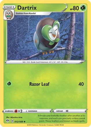 Dartrix 012  SWSH03 Darkness Ablaze - Uncommon