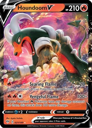 Houndoom V 021  - Holofoil SWSH03 Darkness Ablaze - Ultra Rare