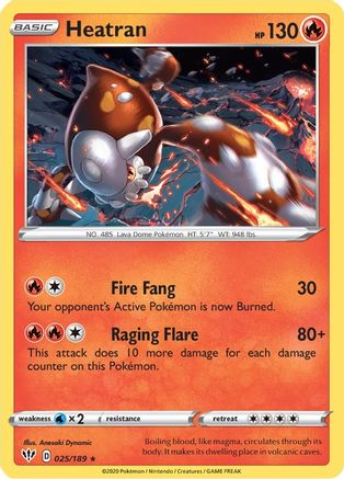 Heatran 025  - Reverse Holofoil SWSH03 Darkness Ablaze - Holo Rare