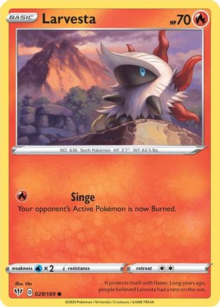 Larvesta 029  - Reverse Holofoil SWSH03 Darkness Ablaze - Common