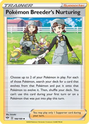 Pokemon Breeder's Nurturing 166  SWSH03 Darkness Ablaze - Uncommon