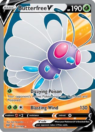 Butterfree V (Full Art) 177  - Holofoil SWSH03 Darkness Ablaze - Ultra Rare