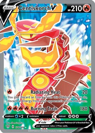 Centiskorch V (Full Art) 179  - Holofoil SWSH03 Darkness Ablaze - Ultra Rare