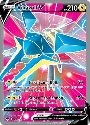 Vikavolt V (Full Art) 180  - Holofoil SWSH03 Darkness Ablaze - Ultra Rare