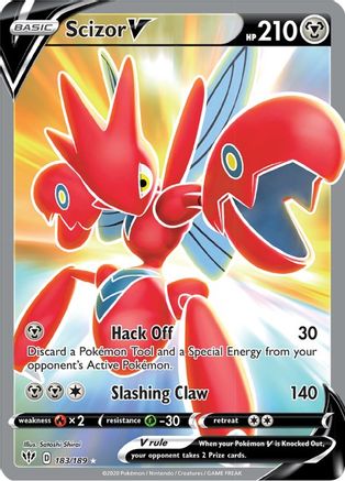 Scizor V (Full Art) 183  - Holofoil SWSH03 Darkness Ablaze - Ultra Rare