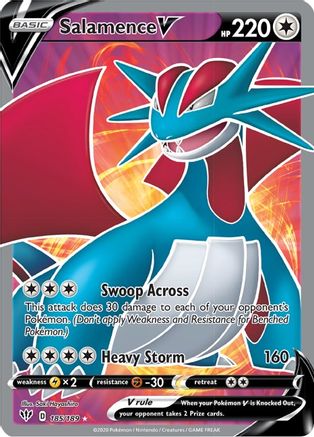 Salamence V (Full Art) 185  - Holofoil SWSH03 Darkness Ablaze - Ultra Rare