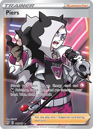 Piers (Full Art) 187  - Holofoil SWSH03 Darkness Ablaze - Ultra Rare