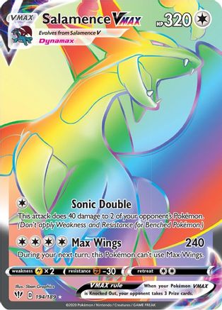Salamence VMAX (Secret) 194  - Holofoil SWSH03 Darkness Ablaze - Secret Rare