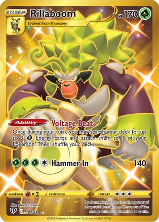 Rillaboom (Secret) 197  - Holofoil SWSH03 Darkness Ablaze - Secret Rare