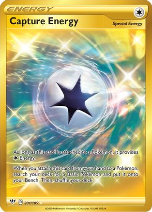 Capture Energy (Secret) 201  - Holofoil SWSH03 Darkness Ablaze - Secret Rare