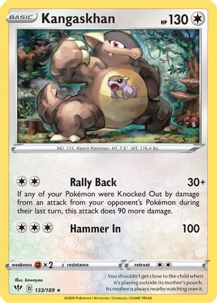 Kangaskhan 133  - Reverse Holofoil SWSH03 Darkness Ablaze - Holo Rare