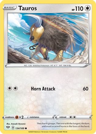 Tauros 134  SWSH03 Darkness Ablaze - Common