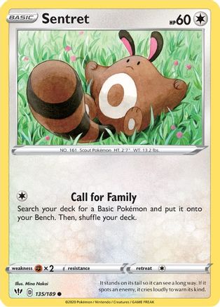 Sentret 135  - Reverse Holofoil SWSH03 Darkness Ablaze - Common